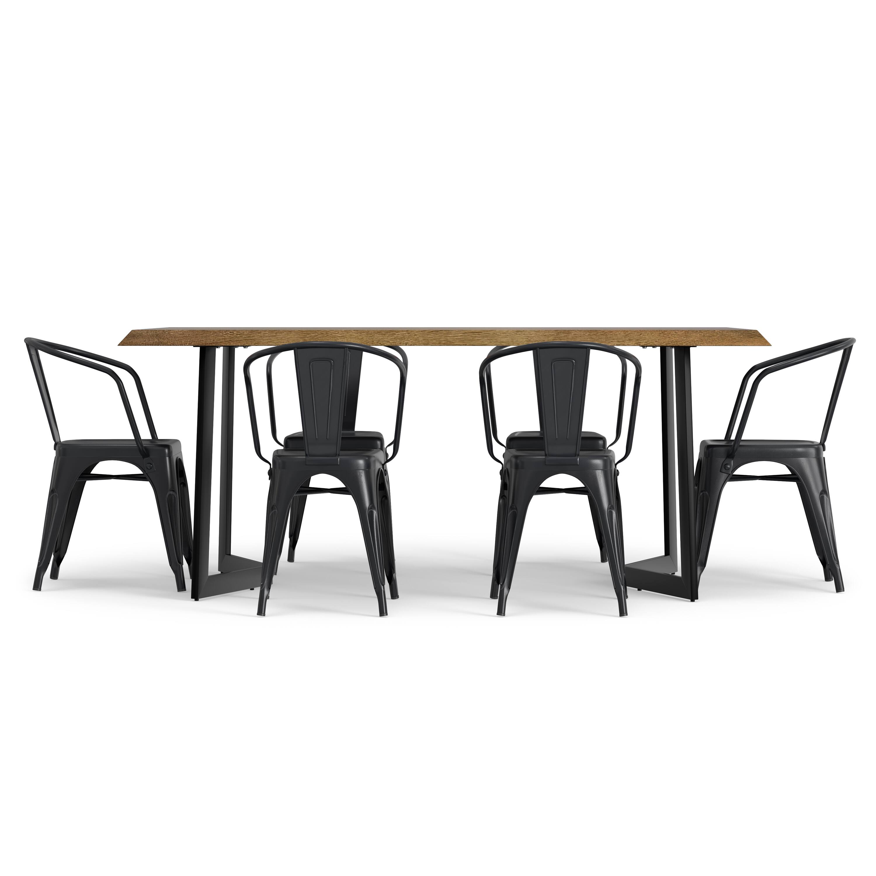 Left. Simpli Home - Larkin / Watkins 7-Piece Dining Set - Distressed Black and Silver.