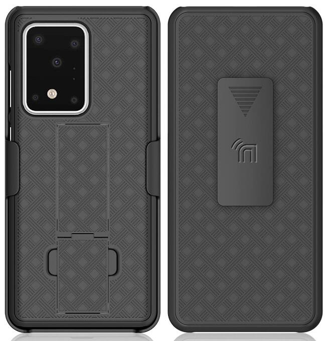 Alt View 2. Nakedcellphone - Case with Stand and Belt Clip Holster for Samsung Galaxy S20 Ultra - Black.