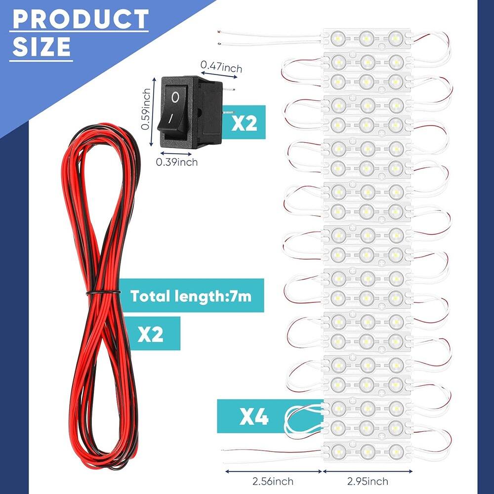 PRODUCT SIZE

- 0.47 inch (width)
- 0.59 inch (height)
- 0.39 inch (depth)

Total length: 7m

X2

2.56 inch (width)
2.95 inch (height)

X4