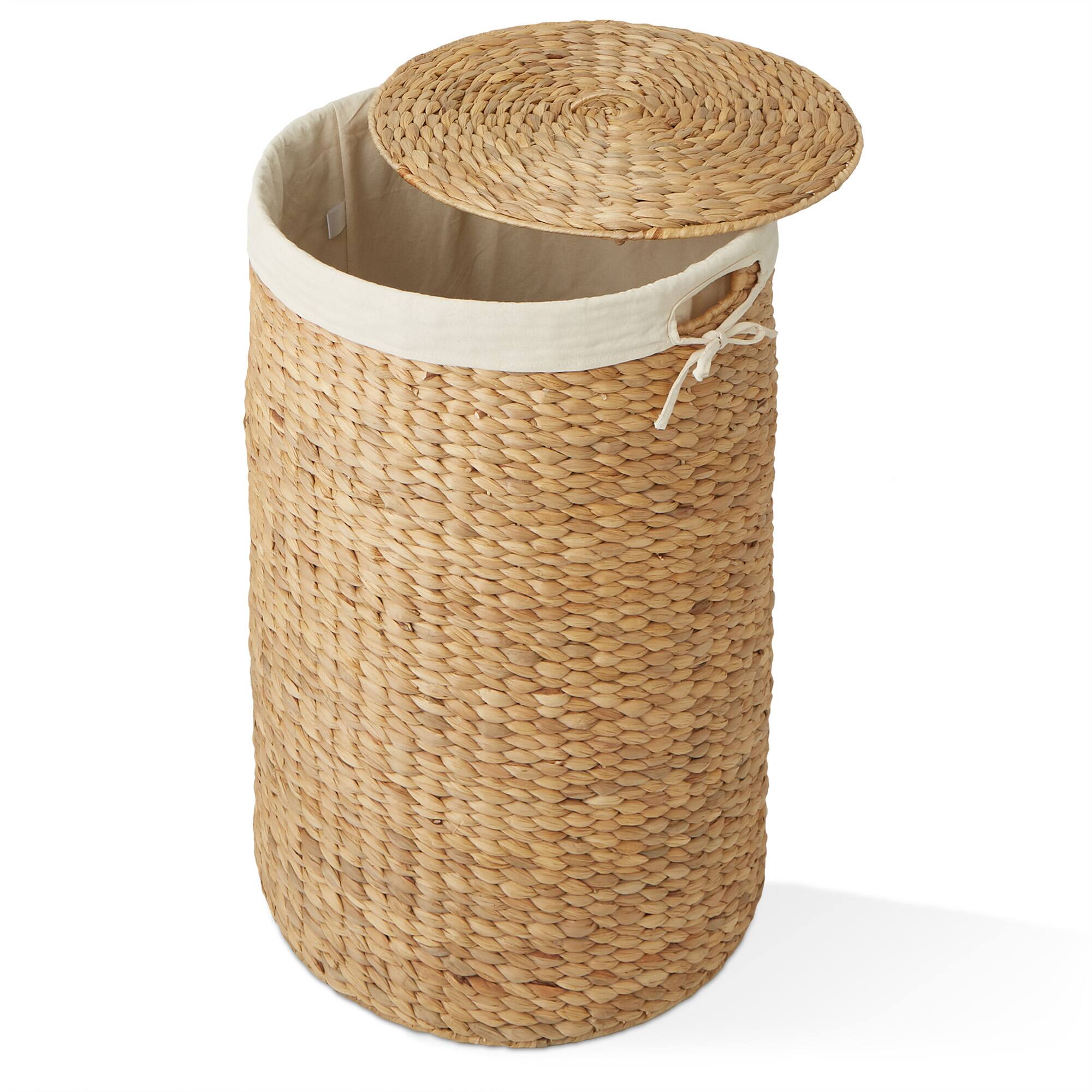 Alt View 4. Casafield - Round Laundry Hamper Basket with Lid and Liner for Clothes - Natural.