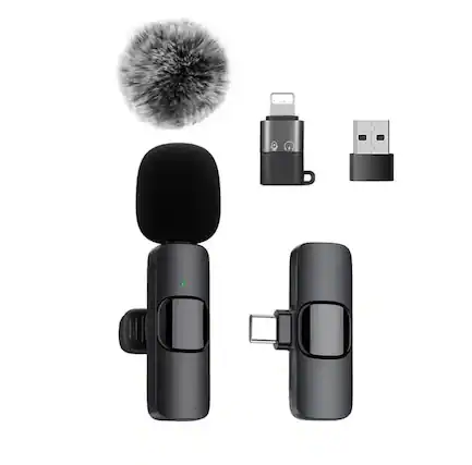 Front. Cluzine - Wireless Lavalier Microphone, Plug & Play, Noise Reduction, Real-Time Monitoring for iPhone.