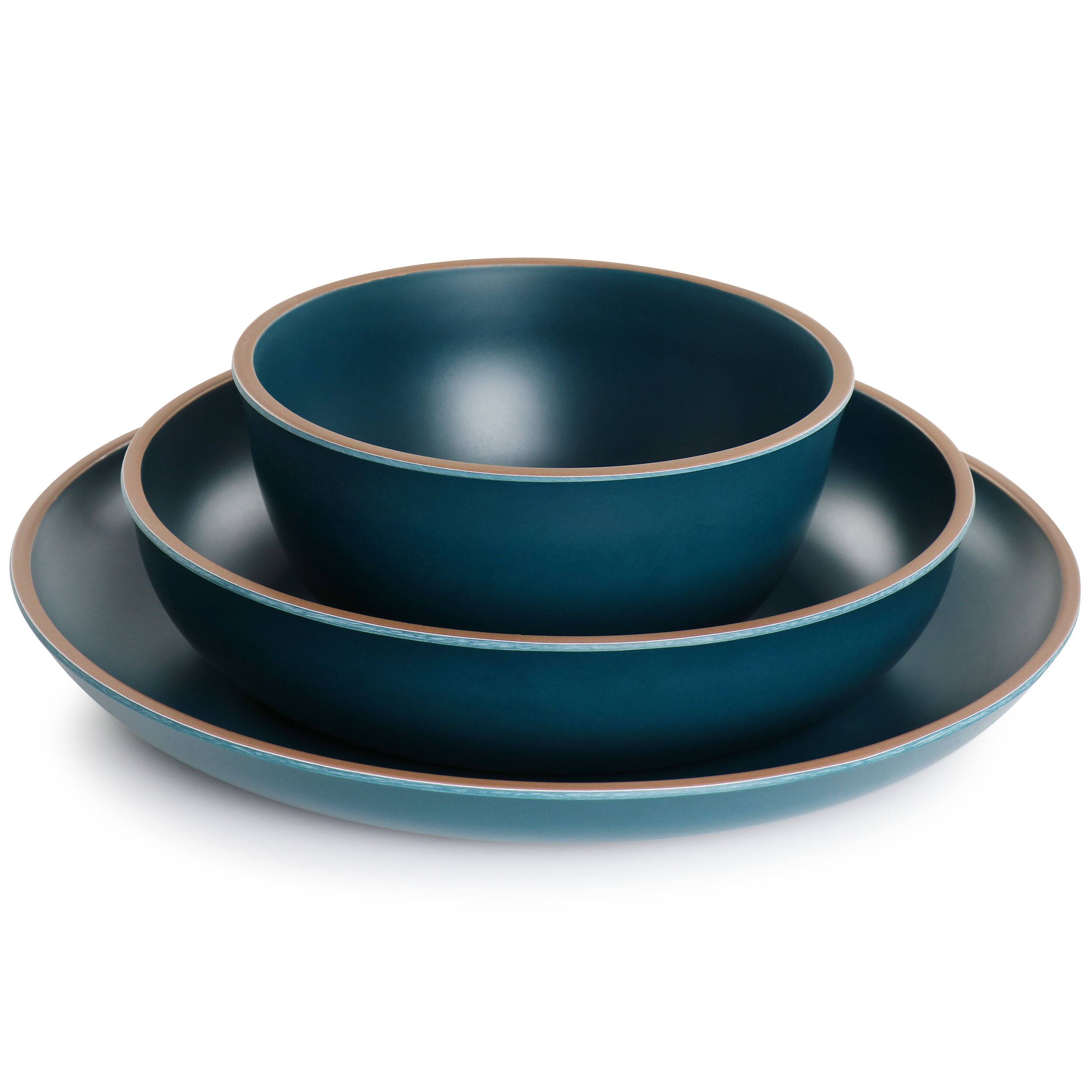 Alt View 2. Gibson - Gibson Home Rockabye 12 Piece Melamine Dinnerware Set in Dark Teal - Dark Teal.