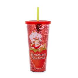 Silver Buffalo - Strawberry Shortcake 32-Ounce Confetti Carnival Cup With Lid and Straw - Multi-Colored