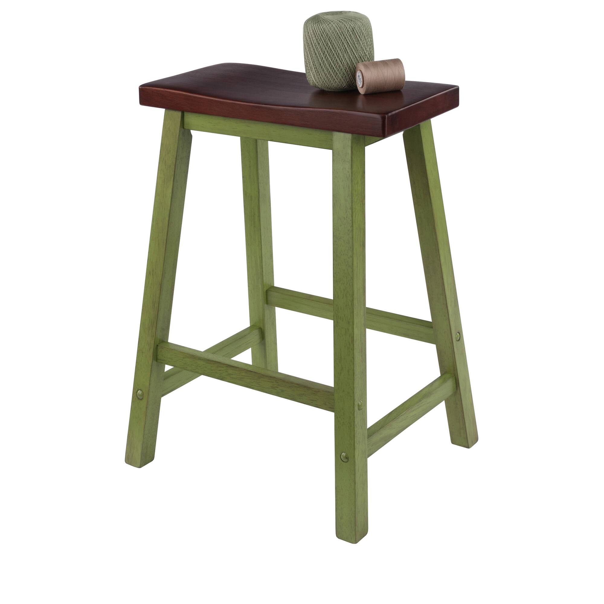 Alt View 5. Winsome Wood - Satori Saddle Seat Counter Stool - Walnut/Rustic Green.