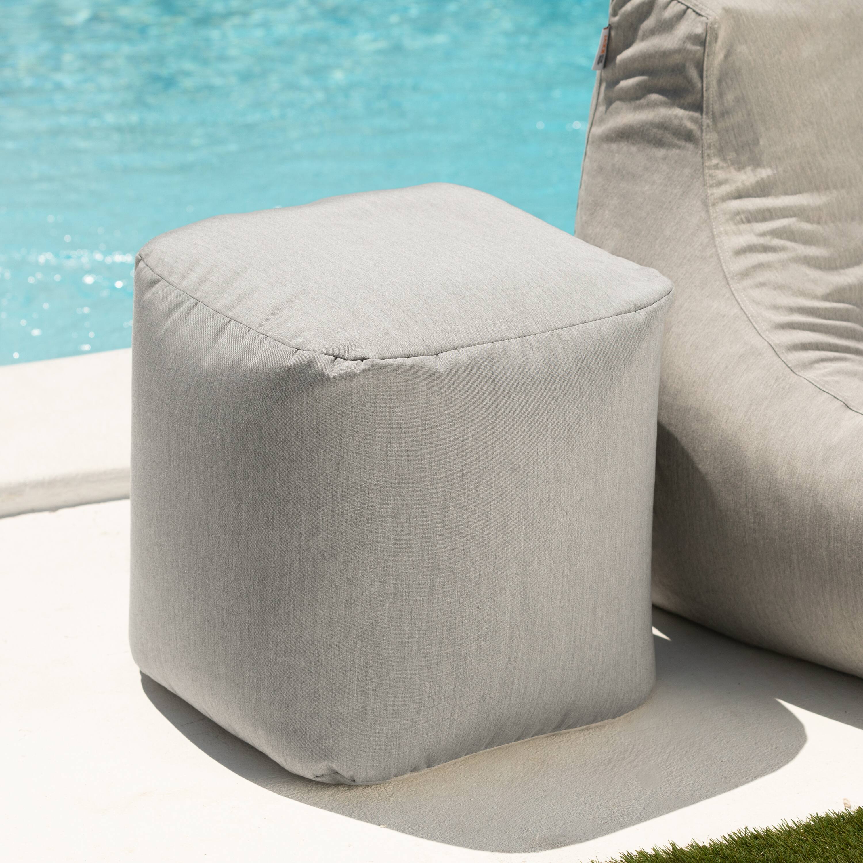 Alt View 1. Jaxx - Jaxx Luckie Outdoor Patio Bean Bag Ottoman, Granite - Granite.