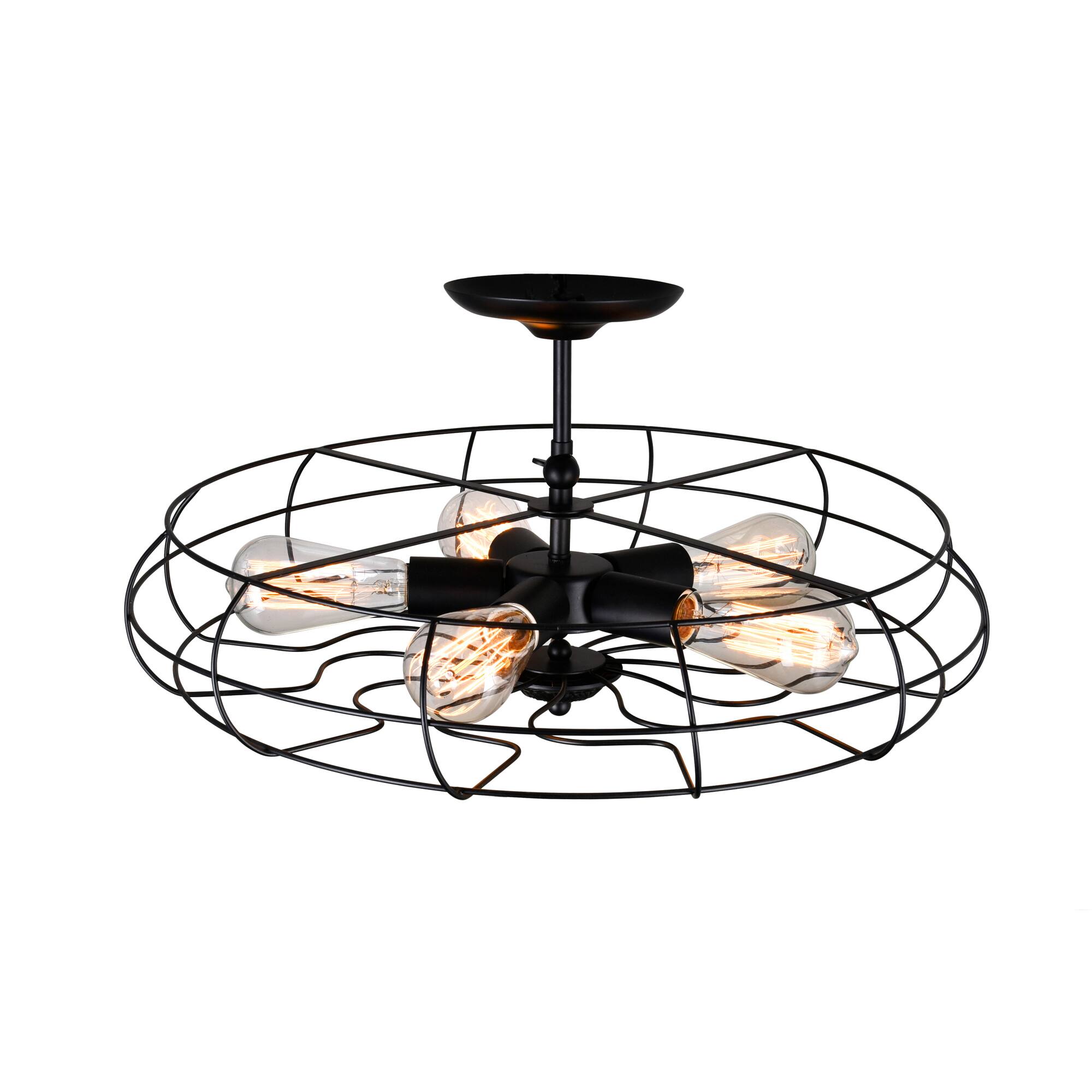 Angle. CWI Lighting - Pamela 5 Light Flush Mount With Black Finish - Black.