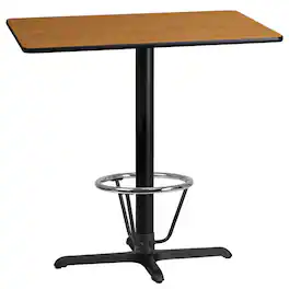 Emma + Oliver - 24"x42" Rectangular Laminate Bar Table with 23.5"x29.5" Foot Ring Base - Natural