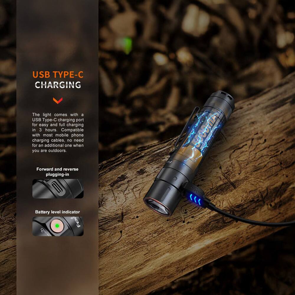 USB TYPE-C CHARGING

The light comes with a USB Type-C charging port for easy and full charging in 3 hours. Compatible with most mobile phone charging cables, no need for an additional one when you are outdoors.

Forward and reverse plugging-in

Battery level indicator