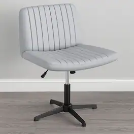 Hivvago - Swivel Cross-Legged Desk Chair without Wheels for Home or Office - Gray + Black