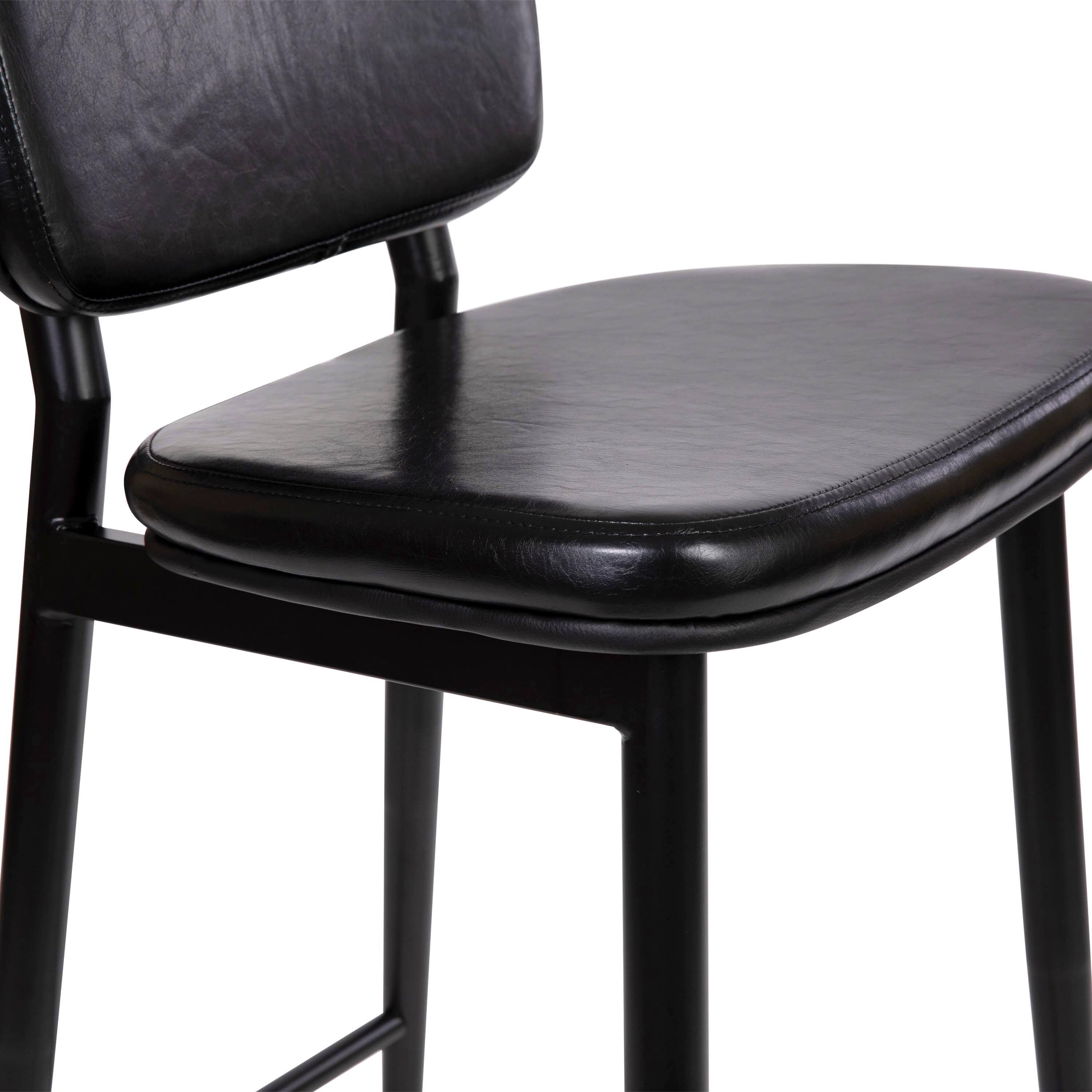 Alt View 10. Emma + Oliver - Set of 2 LeatherSoft Barstools with Iron Frame-Integrated Footrest - Black.