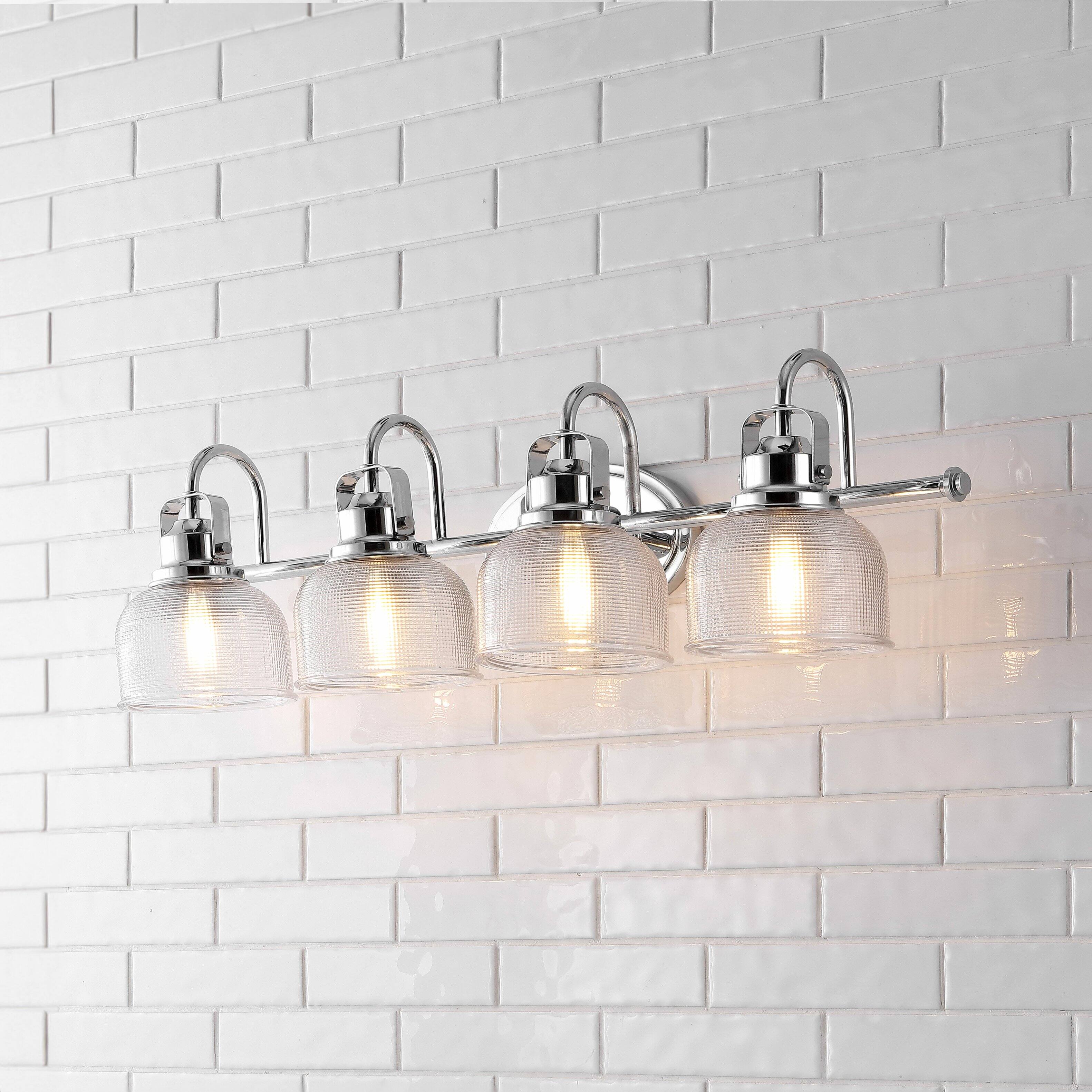 Alt View 1. Jonathan Y - Virginia 30" 4-Light Metal/Glass LED Vanity Light, Chrome - Chrome.