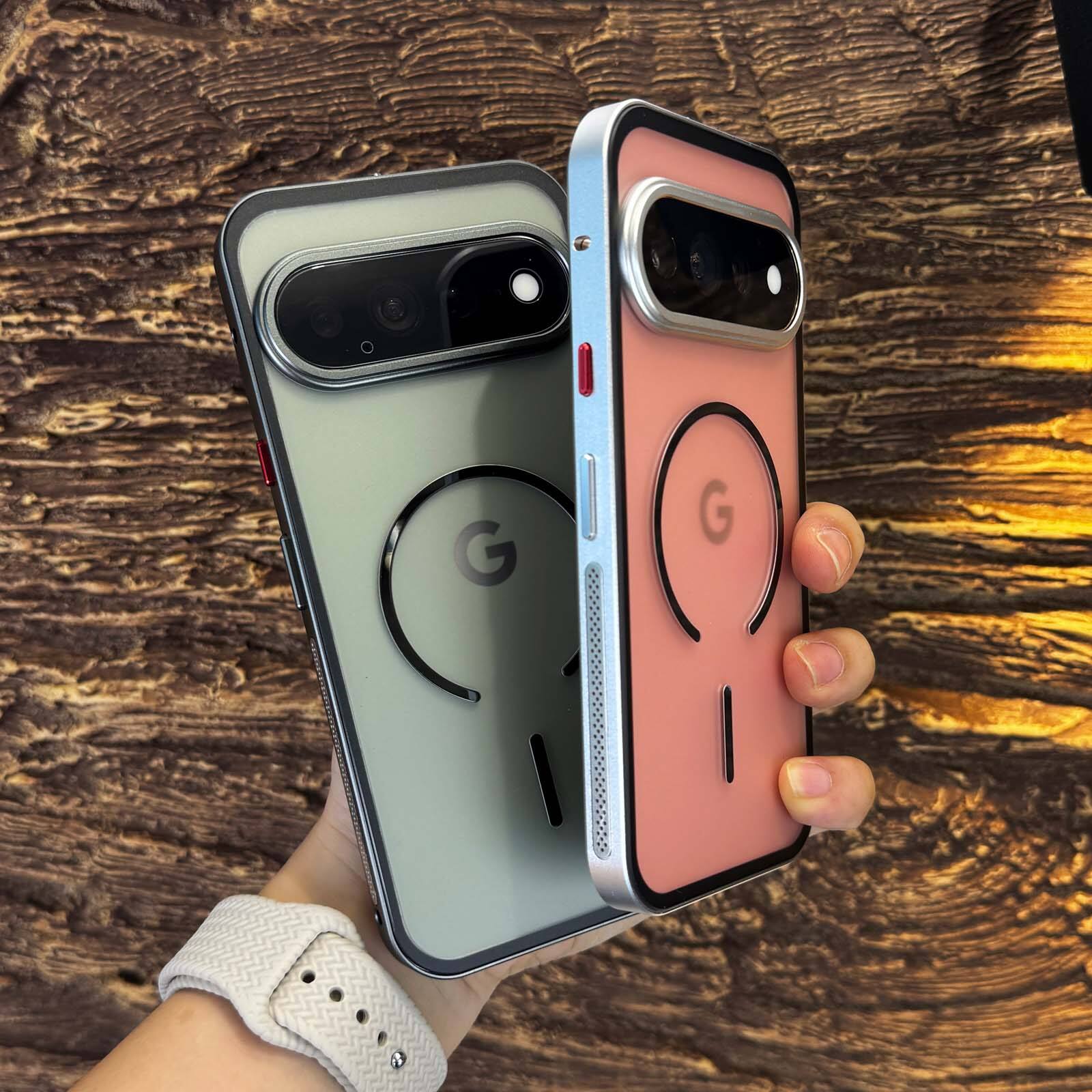 Alt View 4. Dteck - Magnetic Aluminum Bumper Case for Google Pixel 11 Pro, Slim Shockproof Translucent Matte Phone Cover with Buckle Lock - Silver.