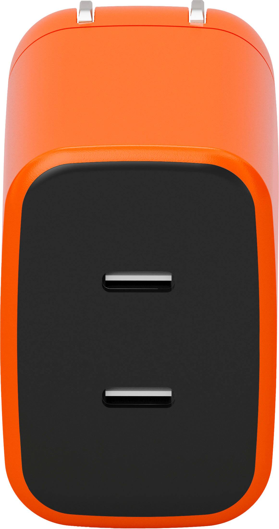 Angle. The Ridge Wallet - Wall Charger Set - 45W - Basecamp Orange.