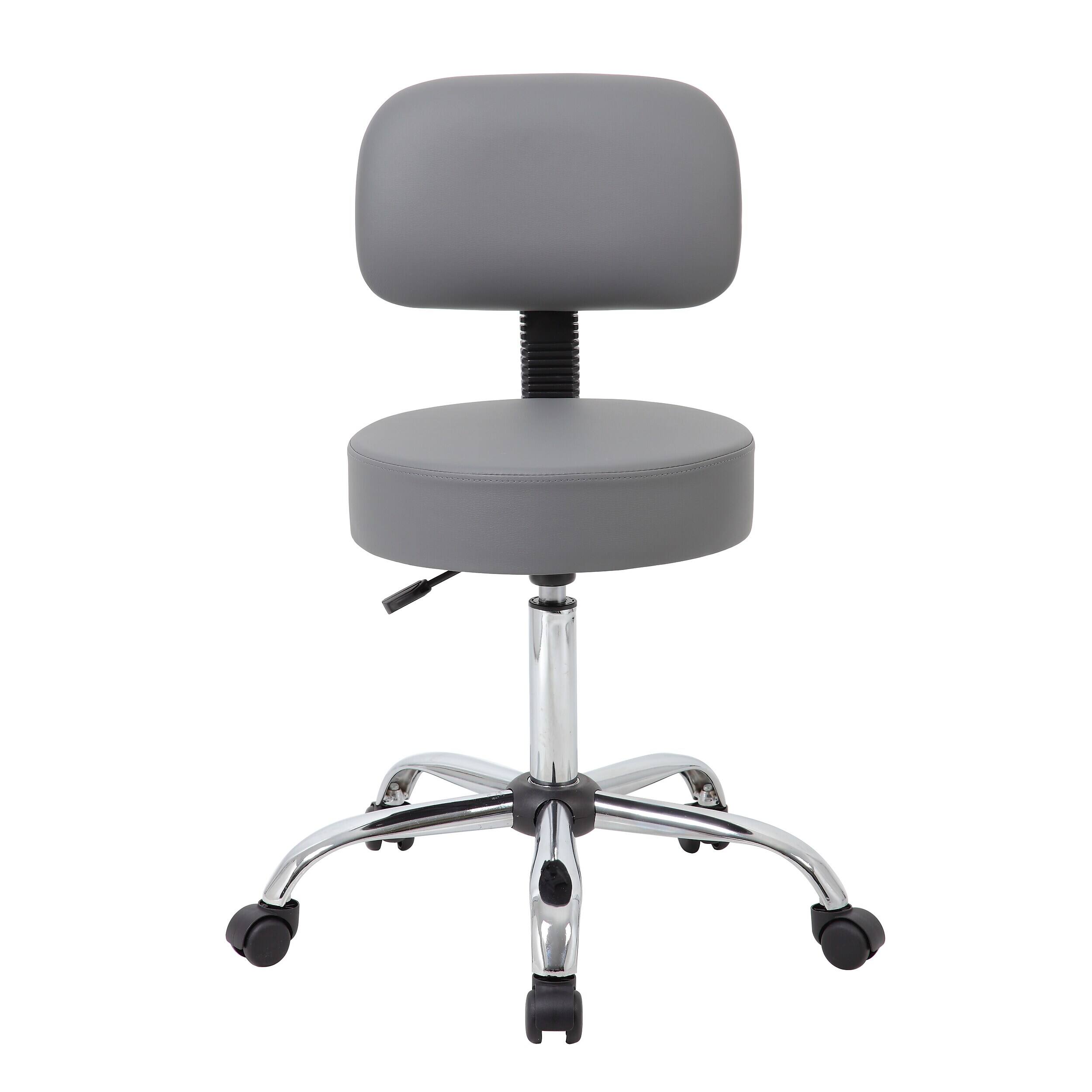 Alt View 3. Boss Office Products - Caressoft Armless Medical Stool with Backrest, Gray (B245-GY) - Gray.