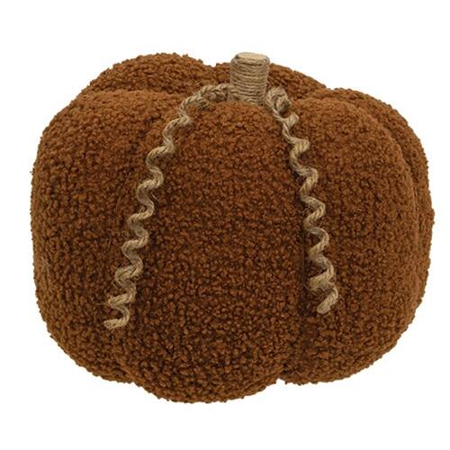 Front. BreeBe - *Burnt Orange Plush Pumpkin w/Jute Vines 7.25"H - Orange.