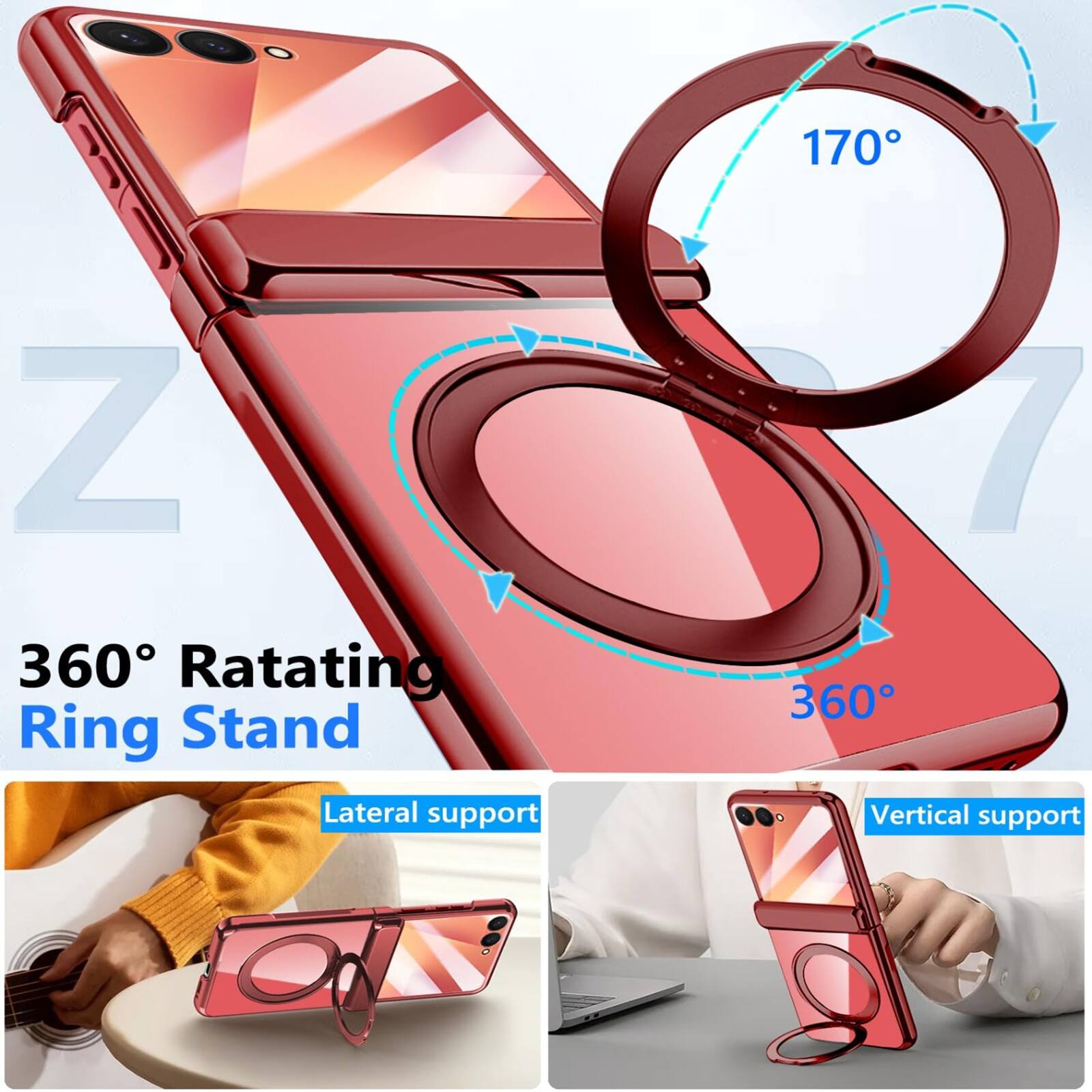 170° Z 360° Rotating Ring Stand  
Lateral support  
360° Vertical support