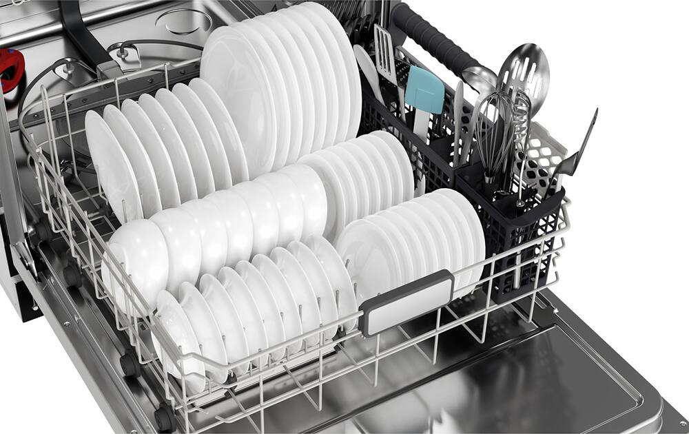 Left. Sharp - 47 dBA Top Control Dishwasher in Stainless Steel - Stainless Steel.