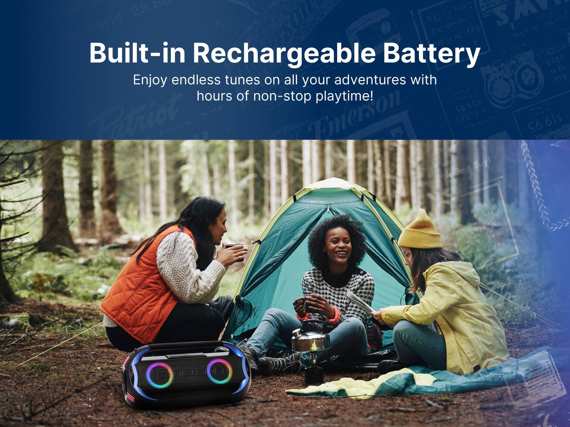 Built-in Rechargeable Battery
Enjoy endless tunes on all your adventures with hours of non-stop playtime!