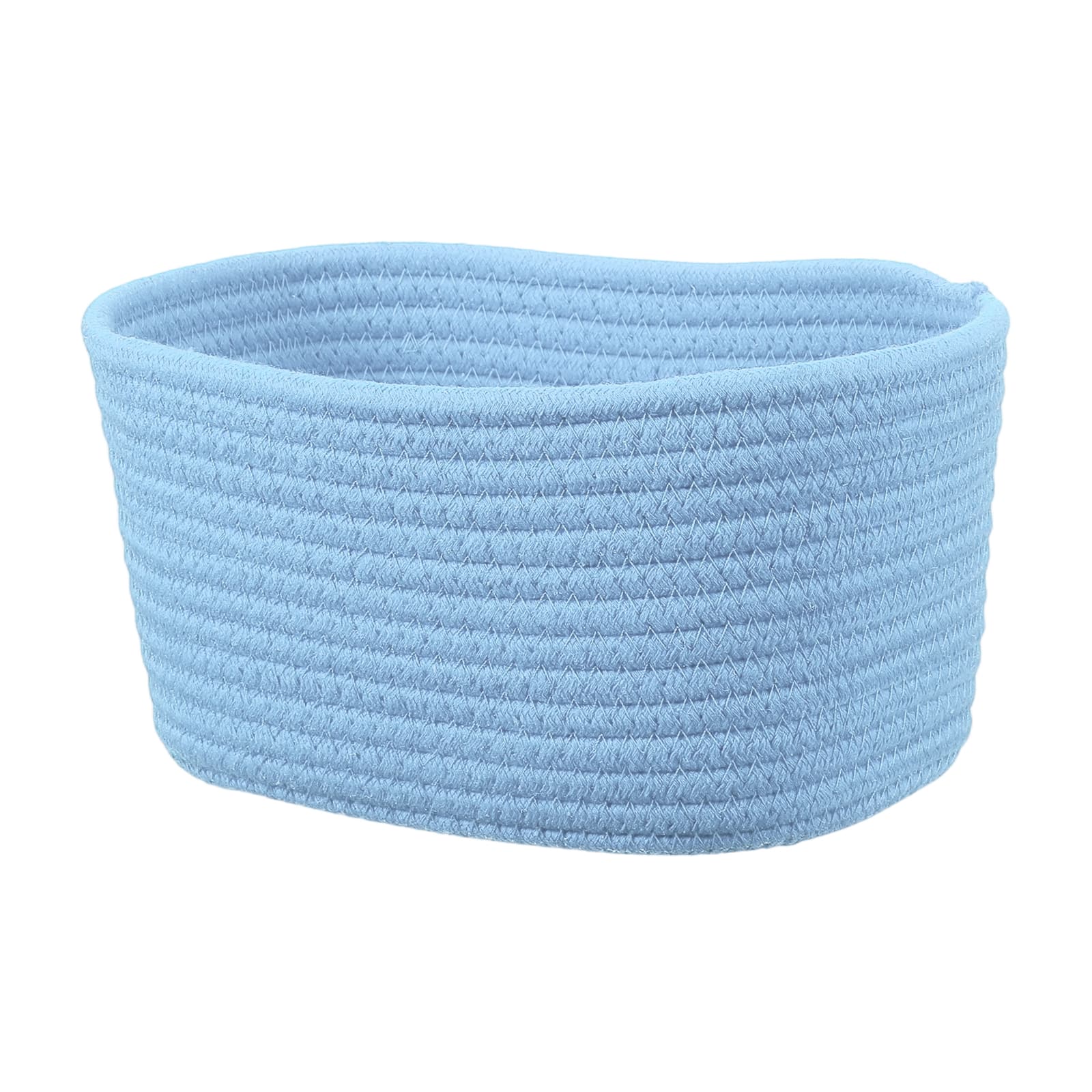 Unique Bargains - Small Woven Basket, 8.3x5.9x4.7 Inch Rectangular Rope Basket, Decorative Gift Chest Box for Shelf Storage Home Decor - Light Blue