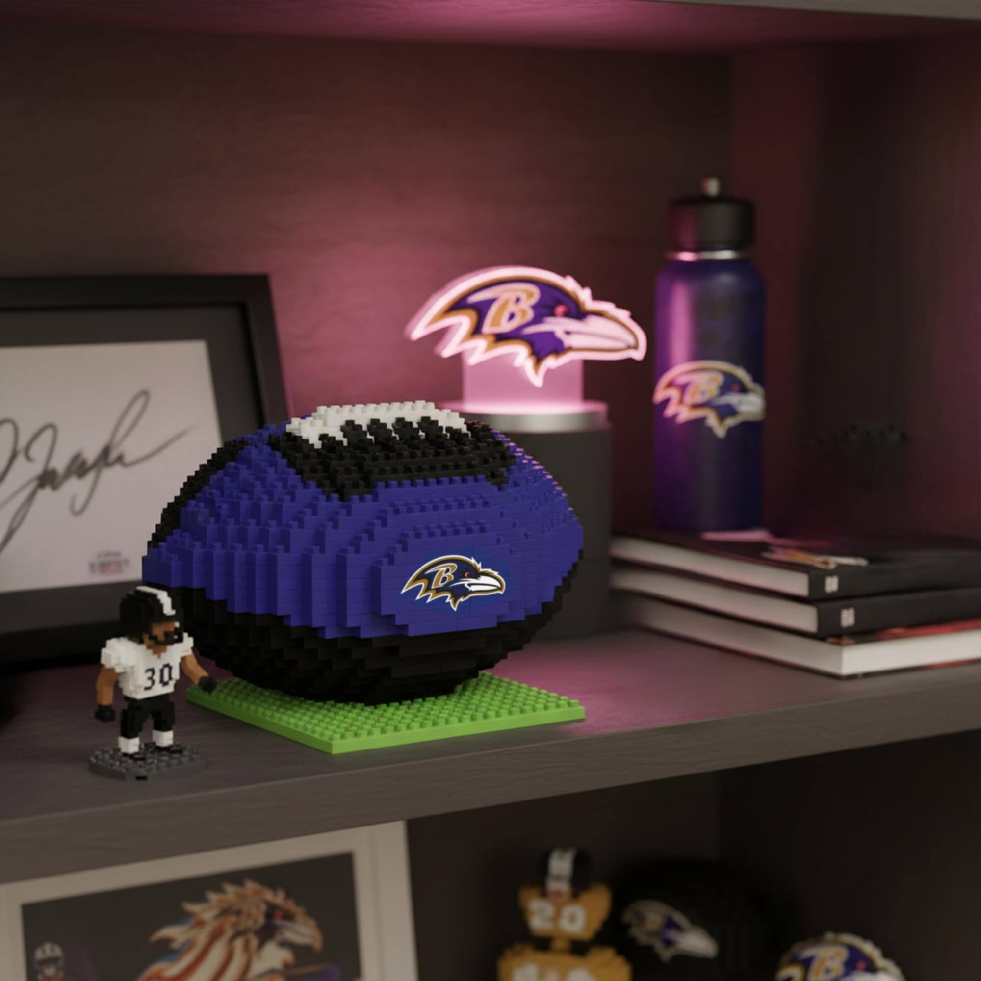 Alt View 2. Forever Collectibles - Baltimore Ravens NFL BRXLZ Football 704-Piece Building Block Set - Purple.