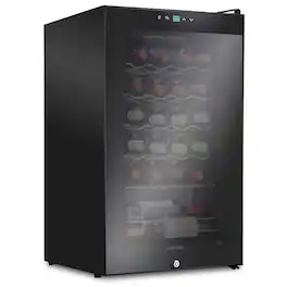 Ivation - 24 Bottle Compressor Wine Refrigerator, Freestanding Wine Cooler with Lock - Black