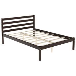 Gymax - Full Wood Platform Bed Frame Headboard Slat Support Mattress Foundation - Espresso