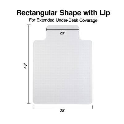 Rectangular Shape with Lip  
For Extended Under-Desk Coverage  
20" x 36" x 48"