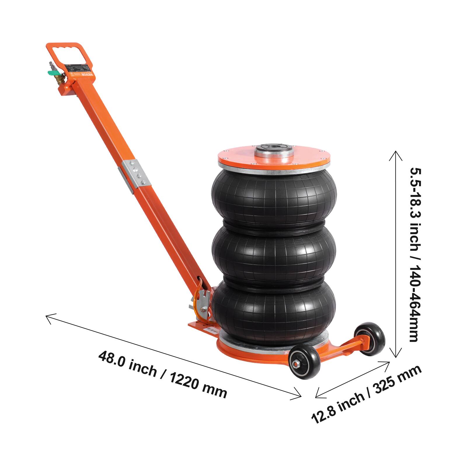 F 48.0 inch I 1220 mm 5.5-18.3 inch I 140-464mm mm I 325 inch 12.8