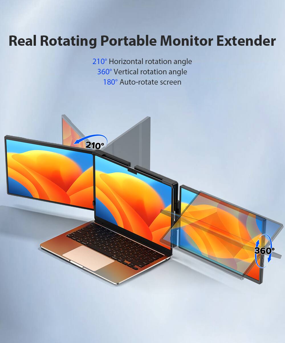 Real Rotating Portable Monitor Extender

- 210° Horizontal rotation angle
- 360° Vertical rotation angle
- 180° Auto-rotate screen