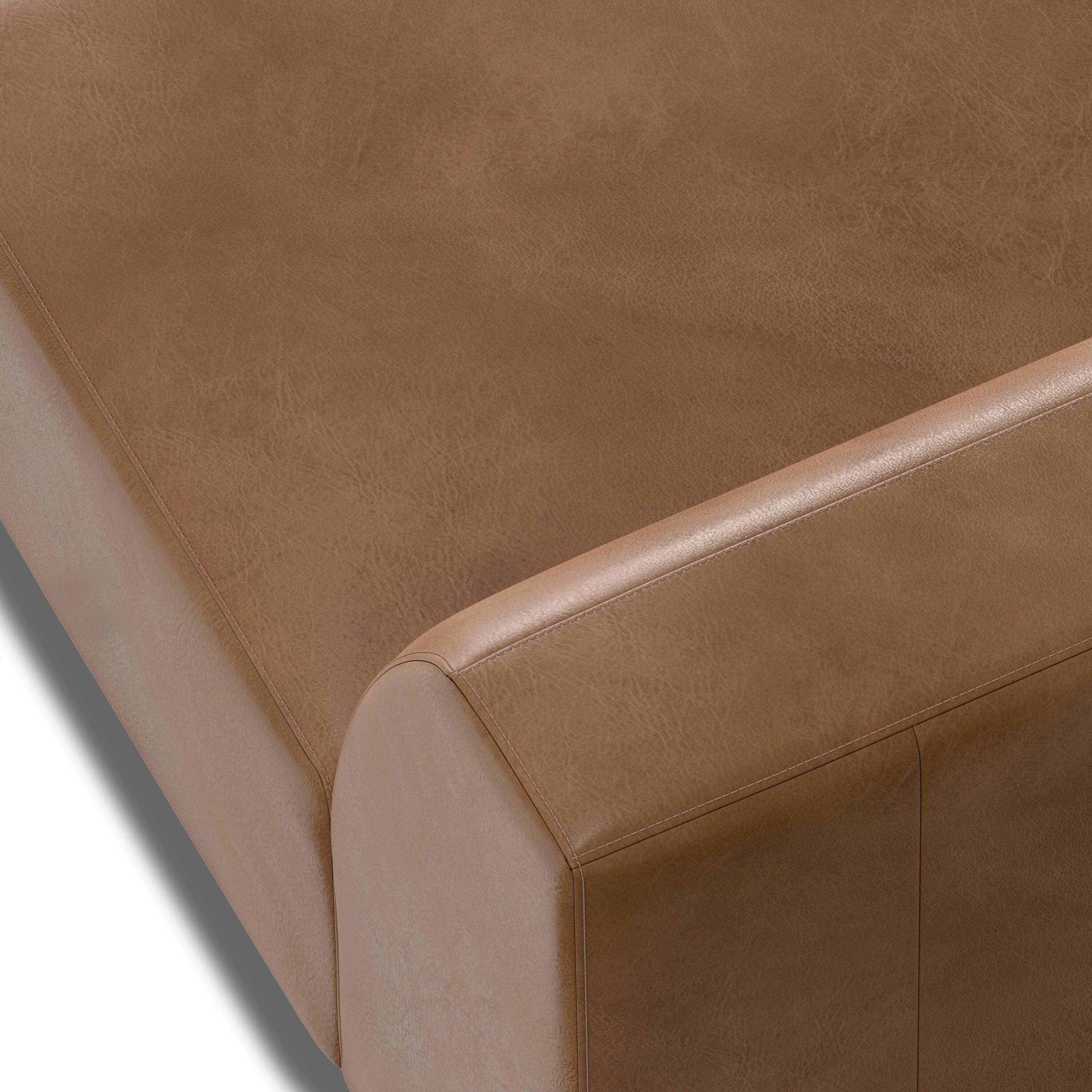 Alt View 5. Simpli Home - Rex Left-Arm Sofa Module in Genuine Leather - Caramel Brown.