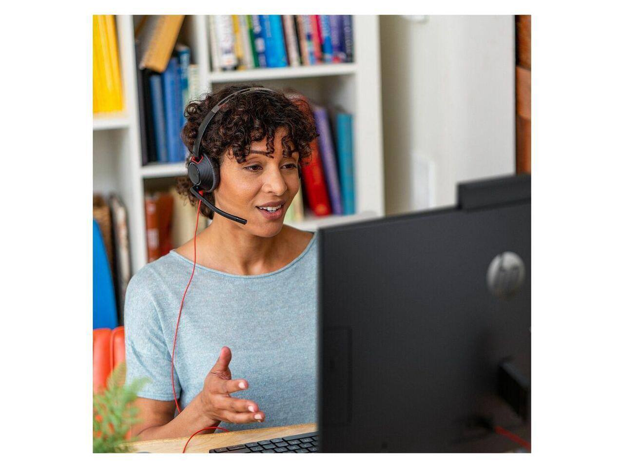 Alt View 4. HP - Poly Blackwire C5210 USB-C Headset - Mono, Noise Canceling, 7.10 ft, Black - Red.