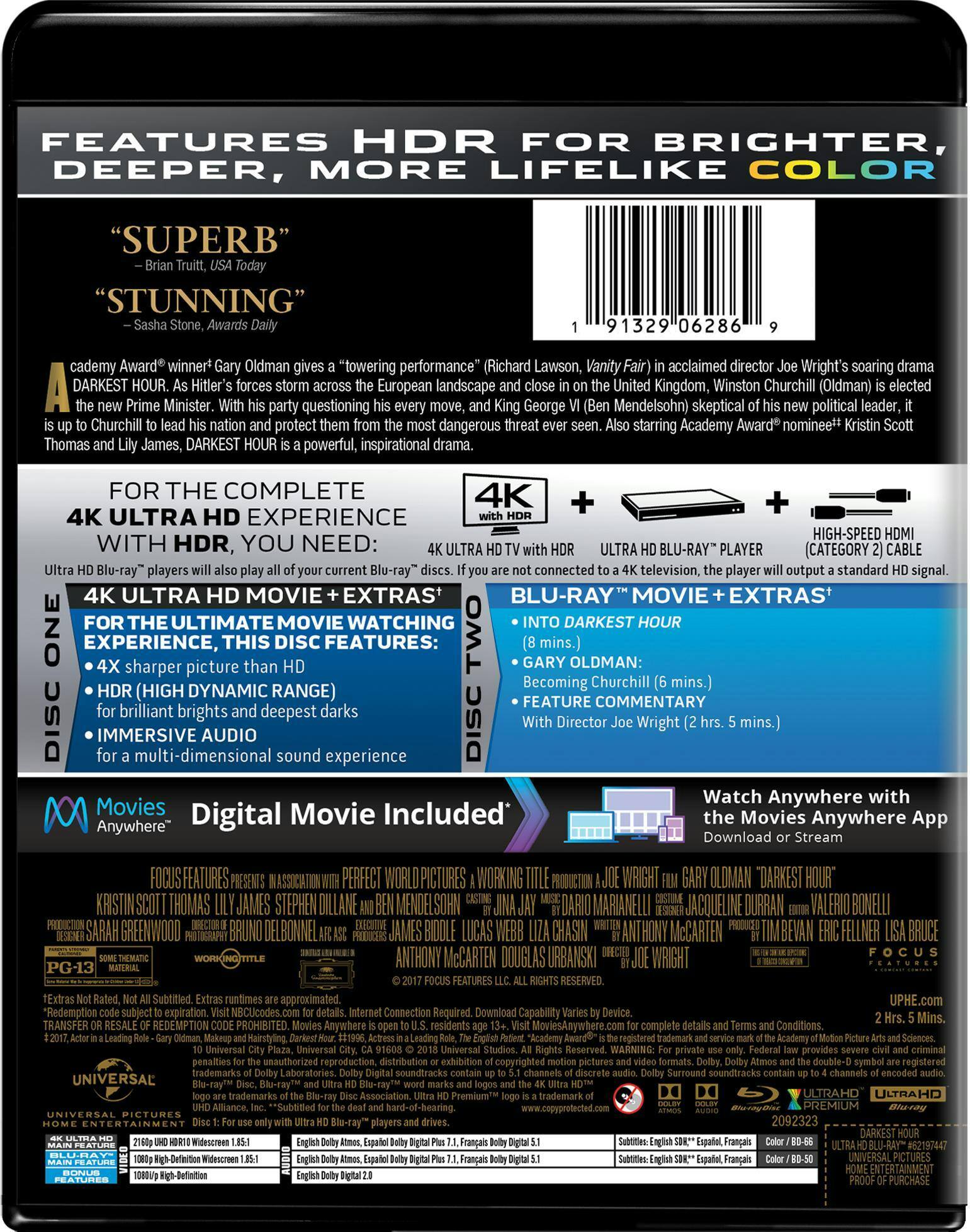 Back. Darkest Hour   - 4K Blu-Ray.