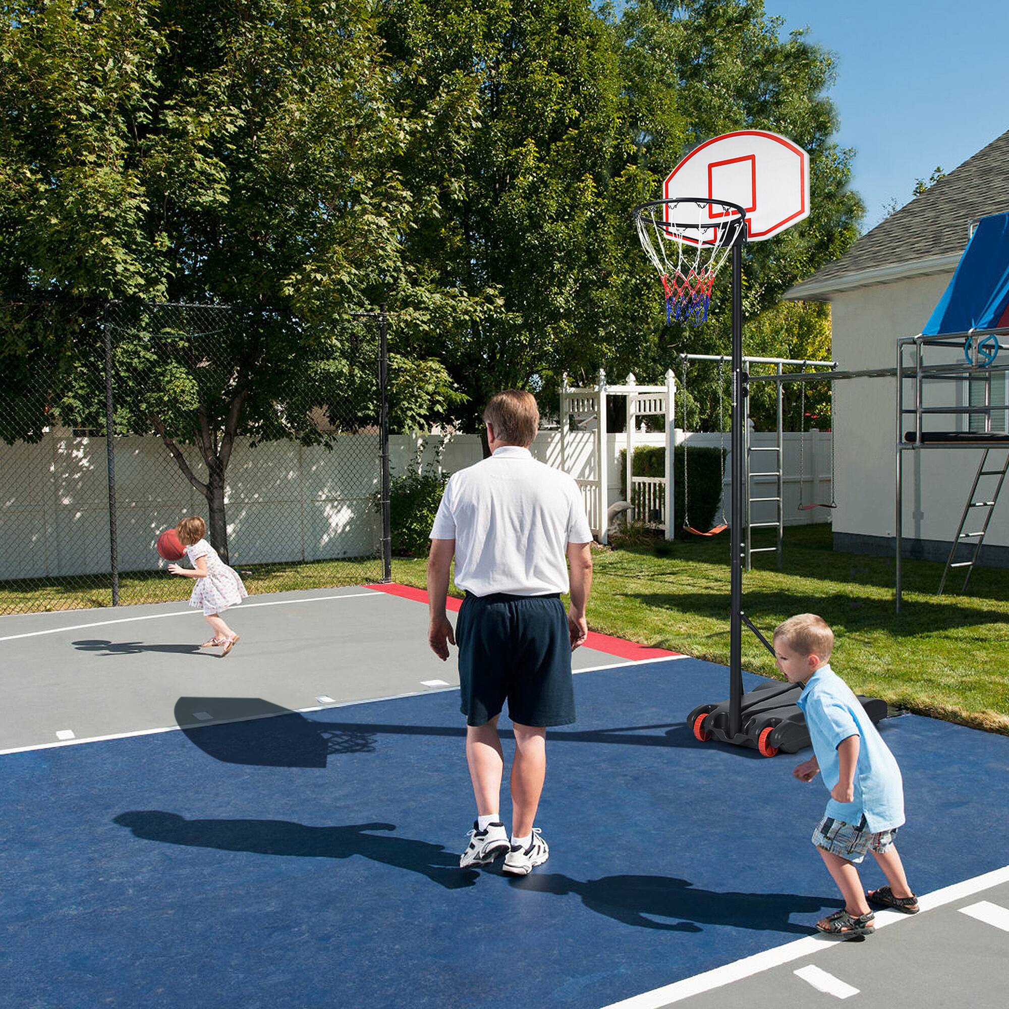Alt View 4. Costway - Costway Adjustable Basketball Hoop System Stand Kid Indoor Outdoor Net Goal W/ Wheels - Black.