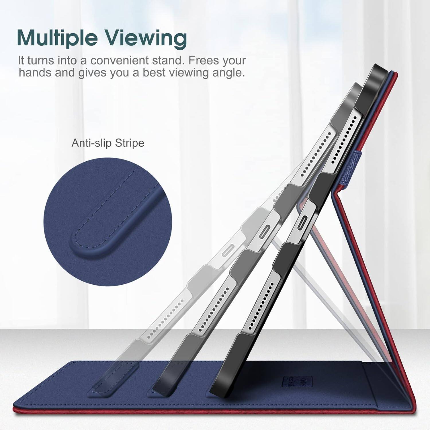 Multiple Viewing  
It turns into a convenient stand. Frees your hands and gives you a best viewing angle.  

Anti-slip Stripe