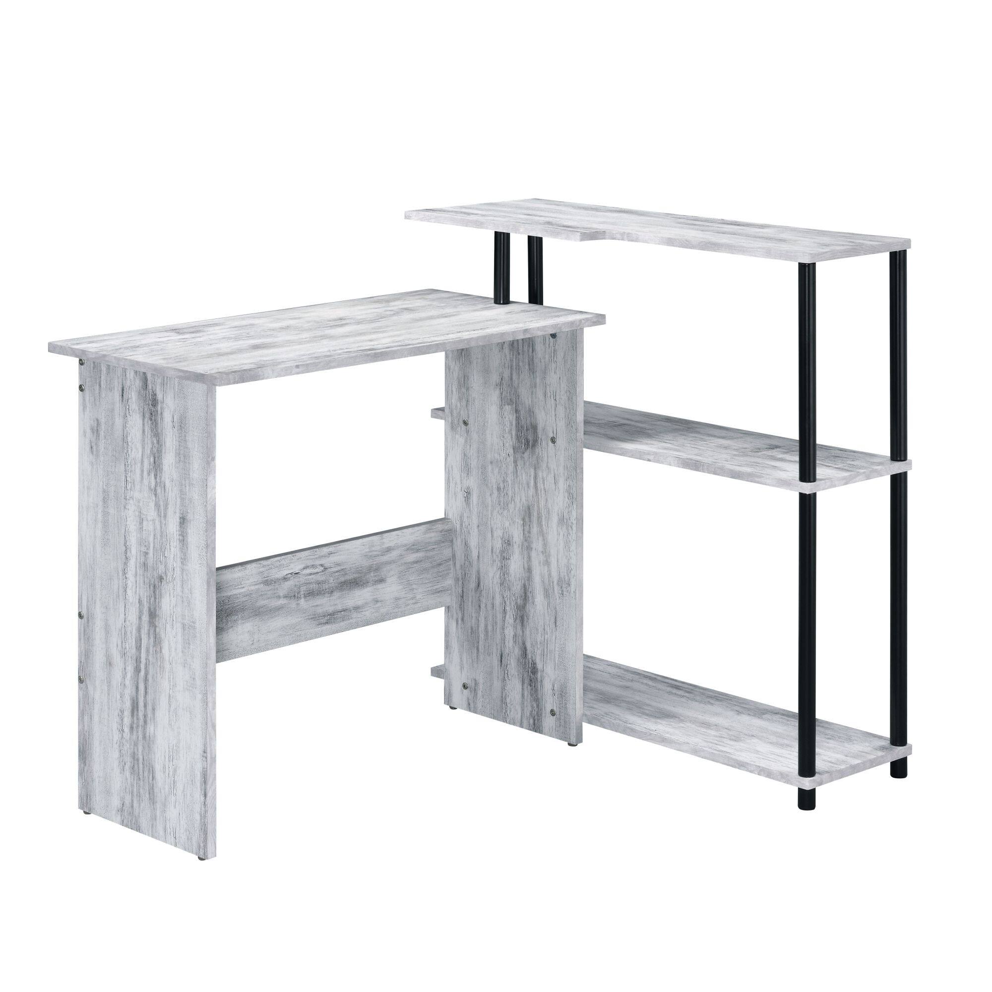 Alt View 1. GOODSILO - Contemporary L-Shaped Writing Desk with Storage Shelf, Three-Tier Organization for Home Office or Study Space - White.