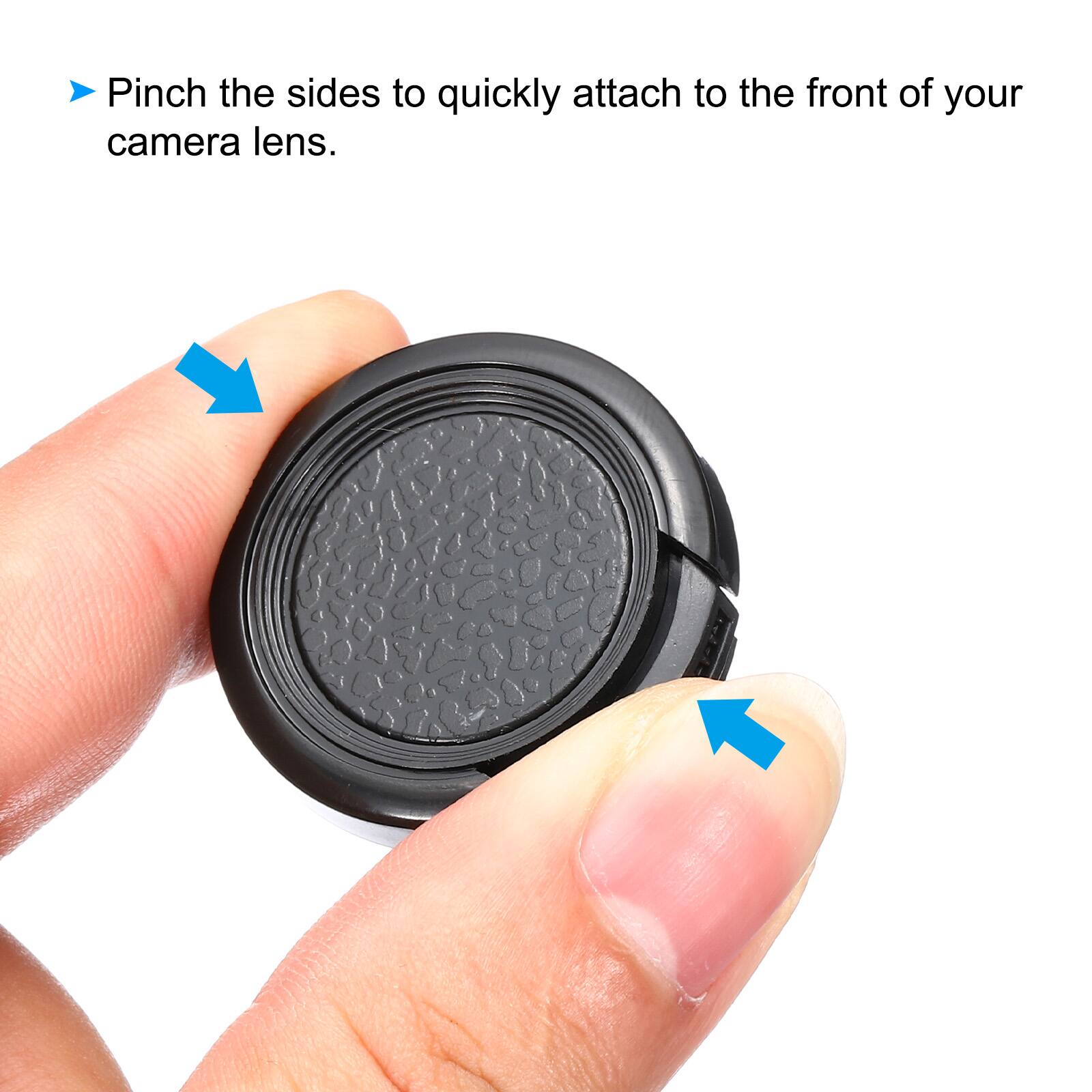 Pinch the sides to quickly attach to the front of your camera lens.