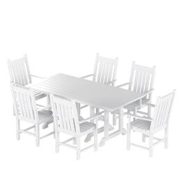 WestinTrends - Malibu 7 Piece Outdoor Patio Dining Set Outdoor Table and Armchair Set - White