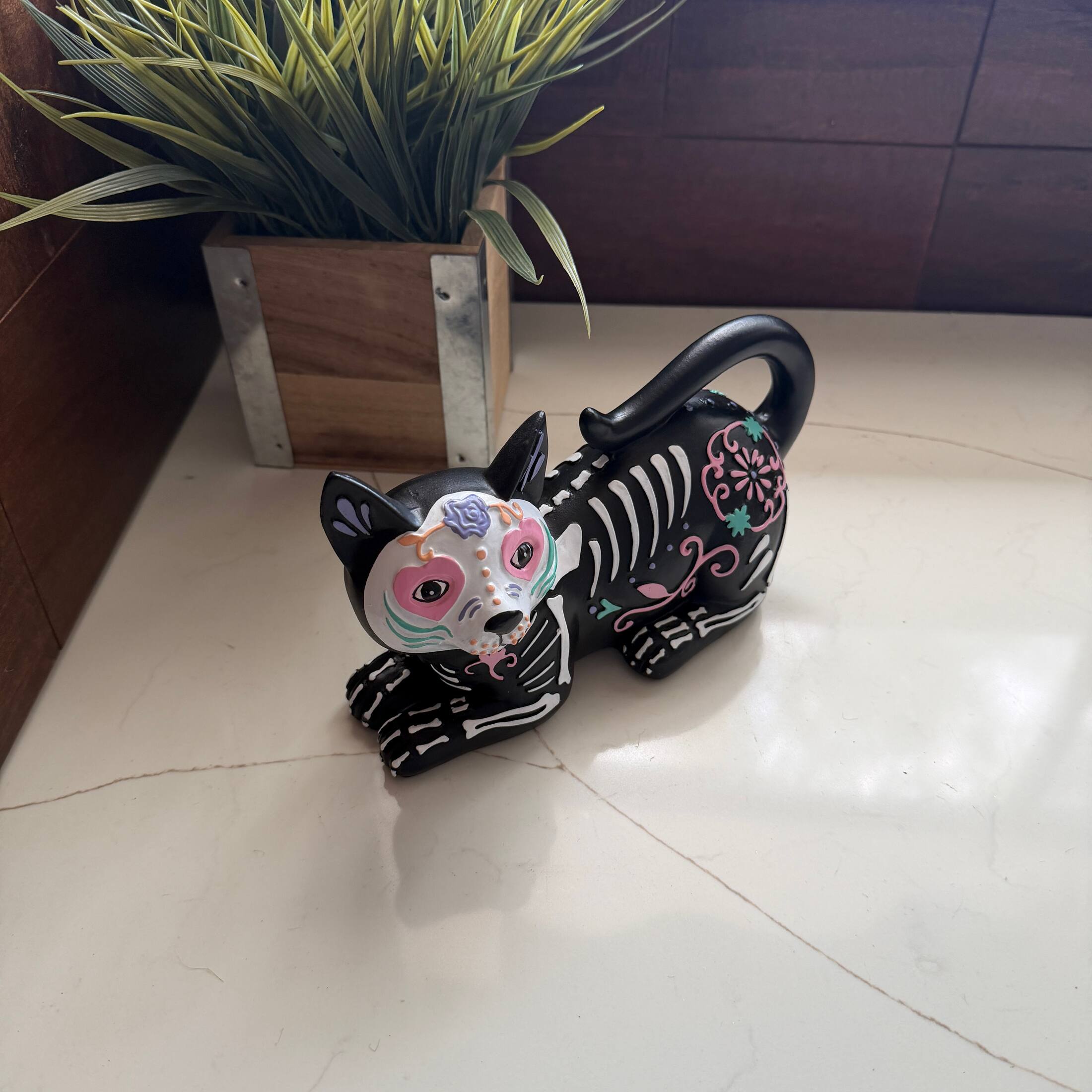 Alt View 6. Things2Die4 - Day of the Dead Skeleton Cat Figurine Resin 8 Inch Multicolor Gothic Decor - Multicolor.