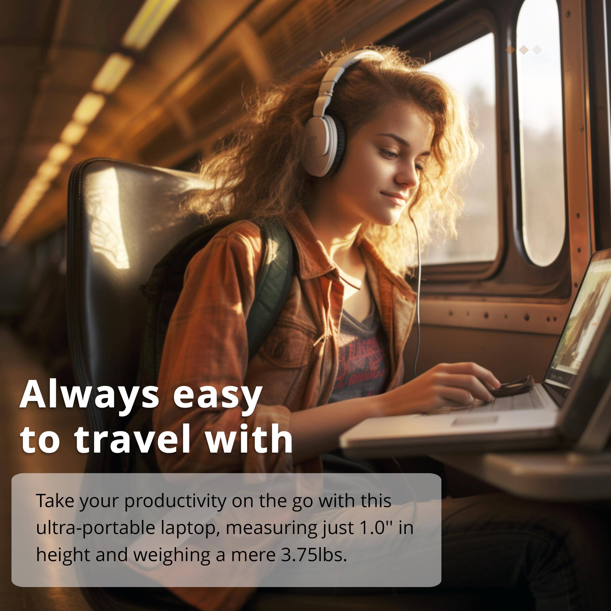 Always easy to travel with this ultra-portable laptop, measuring just 1.0" in height and weighing a mere 3.75lbs.