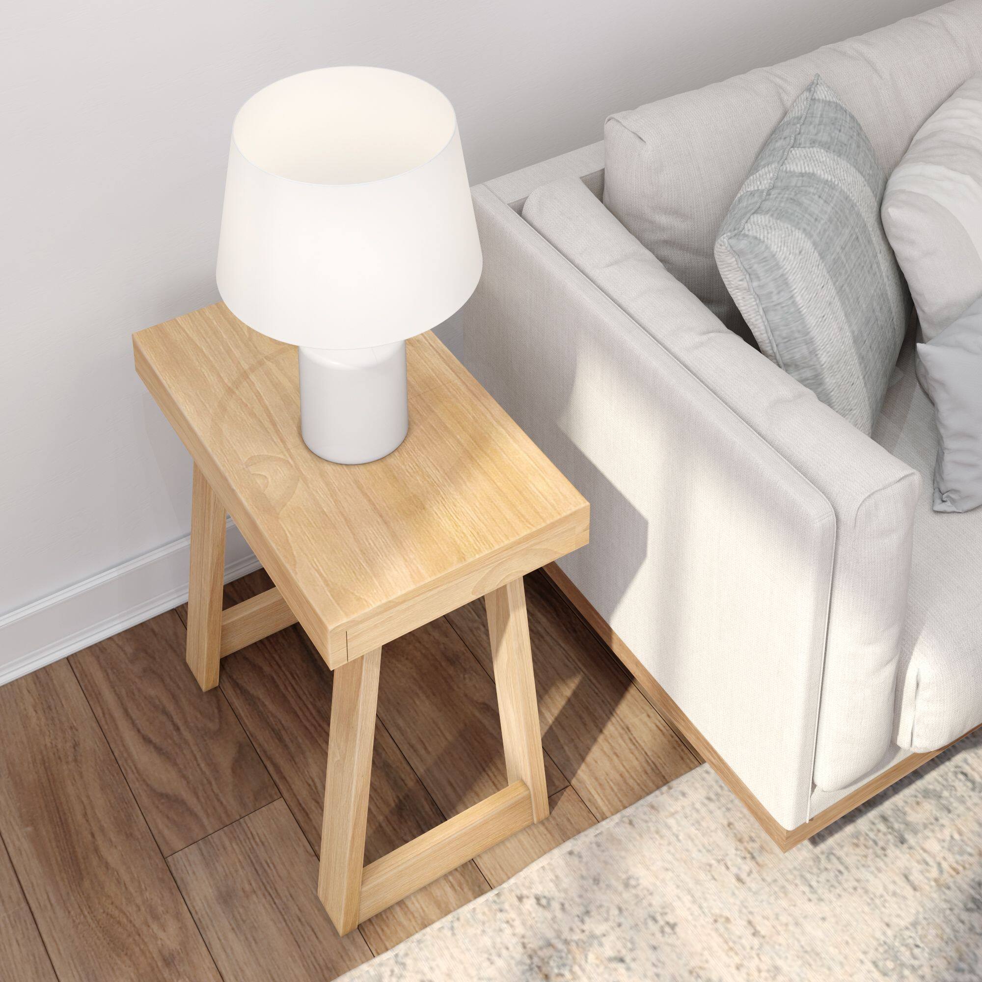 Alt View 3. Plank+Beam - Classic Rectangular Side Table (25in x 15in / 630mm x 375mm), Blonde Wirebrush - Blonde Wirebrush.