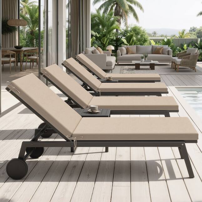 Alt View 6. Crestlive Products - Crestlive Products 1pc 72in Outdoor Water Resistant Chaise Lounge Chair Cushion with Ties Beige Patio lounge cushion - Beige.