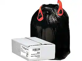 Berry Global - Draw 'N Tie 30 Gallon Industrial Trash Bag, 30.5" x 34", Low Density, 1.2mil, 200 Bags/Box (1DT200) - Black
