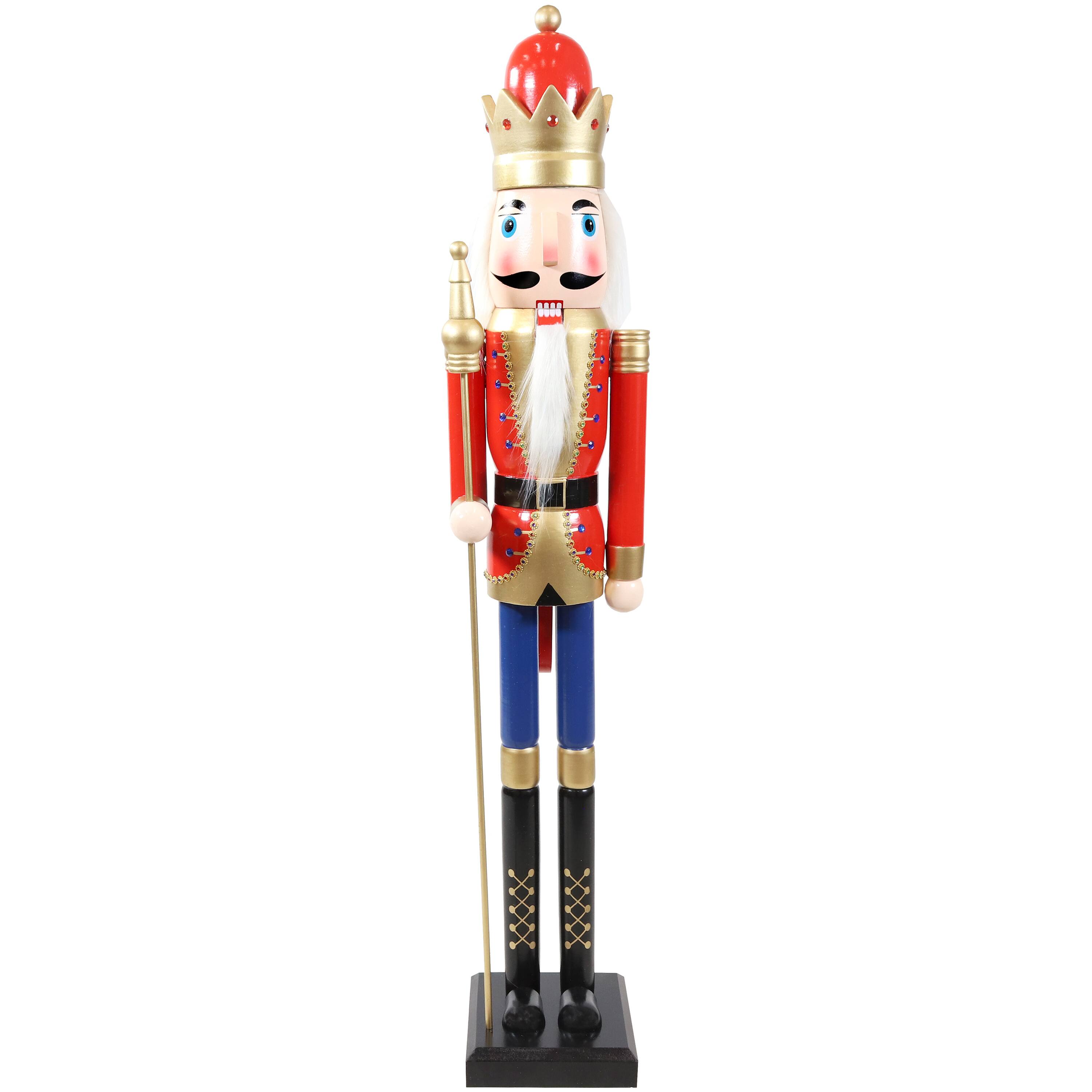 Alt View 8. Sunnydaze - Arnold the Strong Indoor Christmas Nutcracker Statue - 48 in - Red.