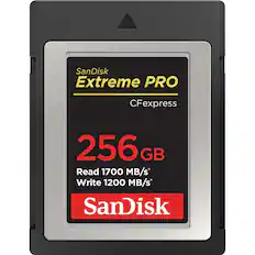 SanDisk Extreme PRO CFexpress 256 GB
Read 1700 MB/s*
Write 1200 MB/s
SanDisk