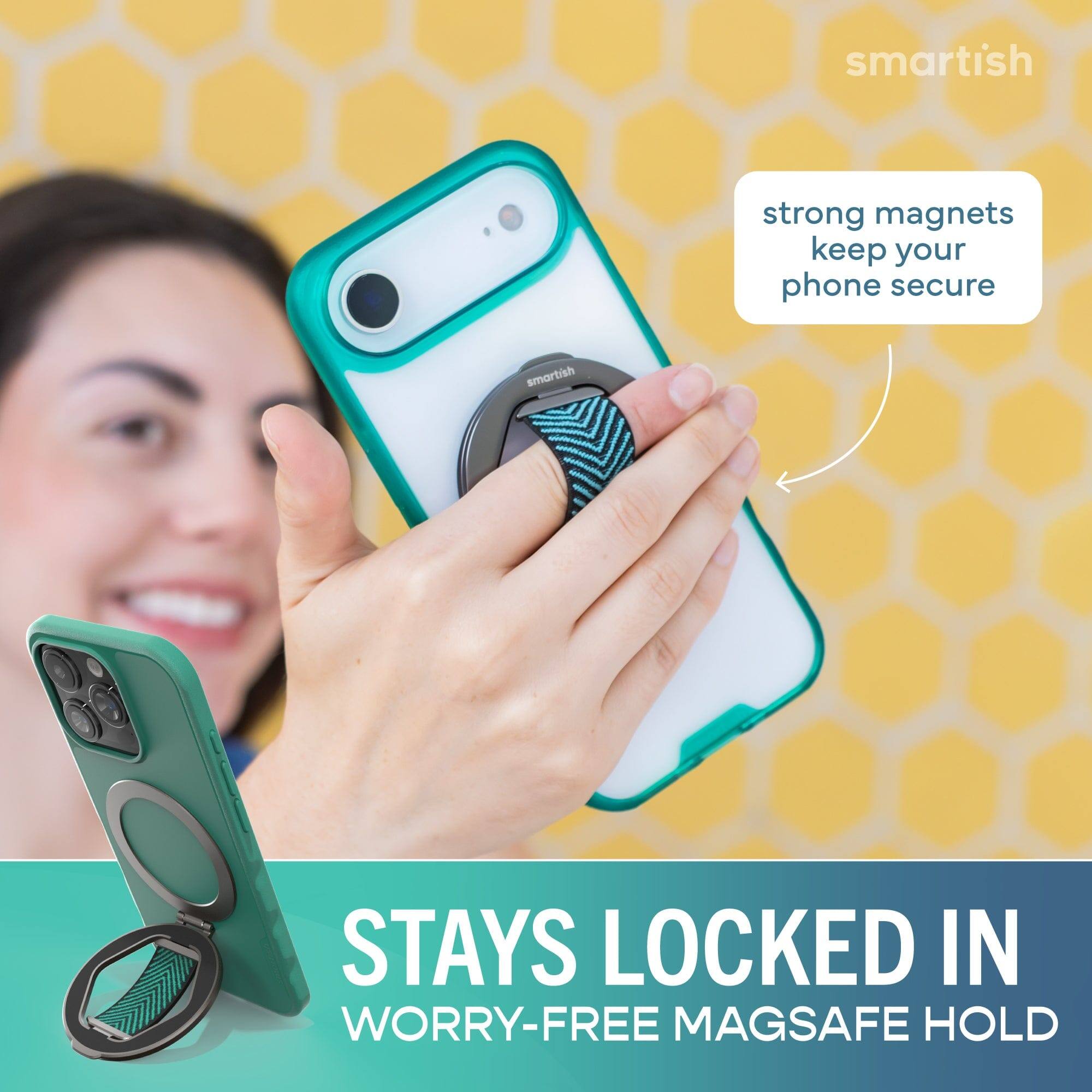 smartish strong magnets keep your phone secure smartish STAYS LOCKED IN WORRY-FREE MAGSAFE HOLD
