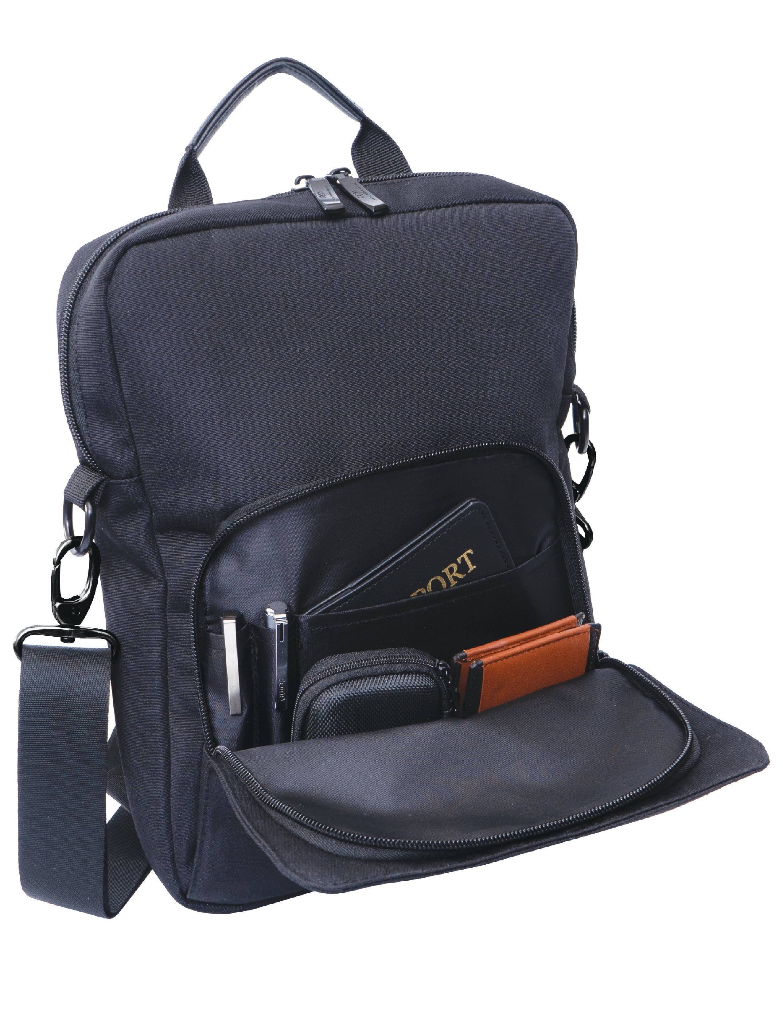 Alt View 1. Jack Abrahams - Jack Abrahams 12-Inch Twill Messenger Bag with Tablet Sleeve - Stylish and Functional - black.