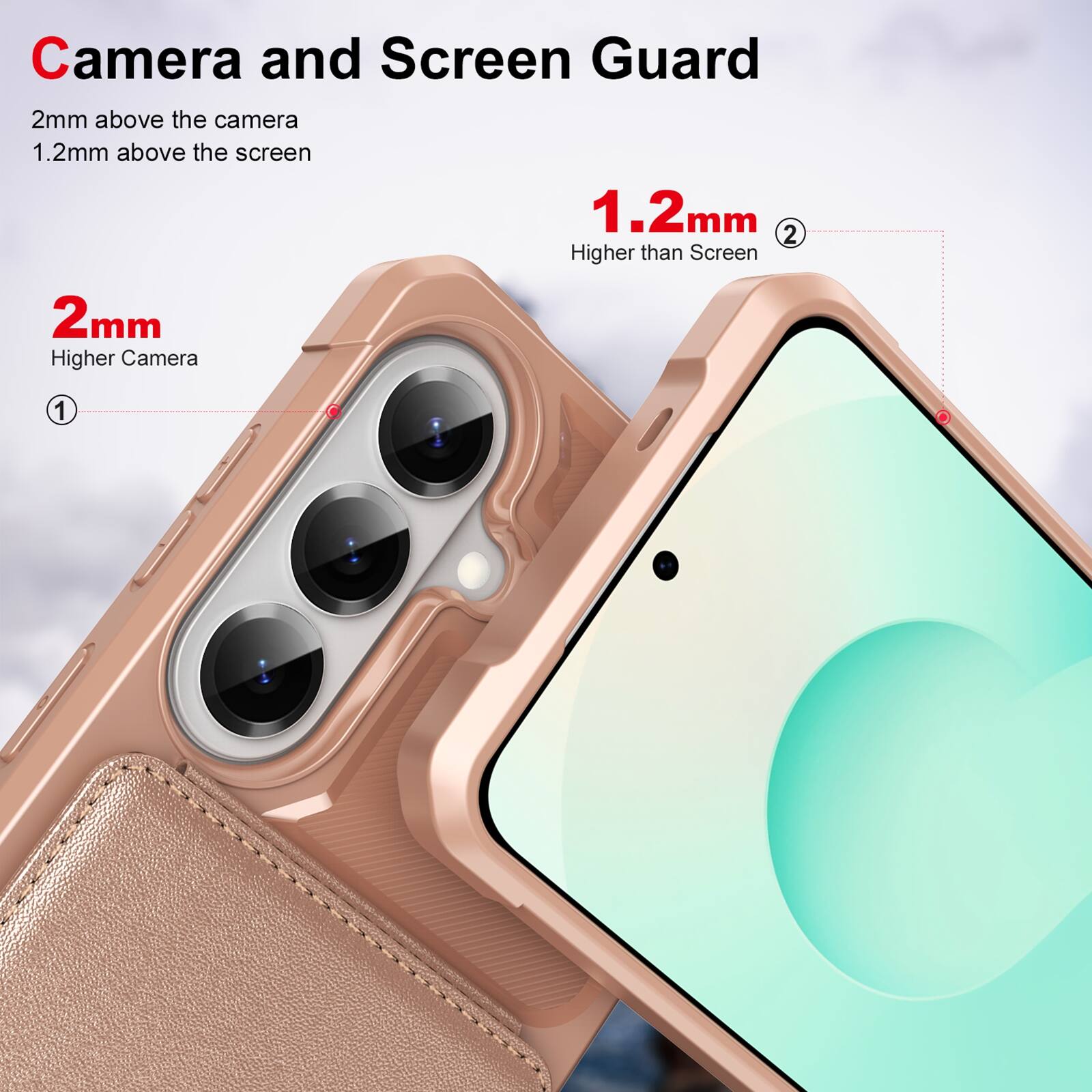 Camera and Screen Guard  
2mm above the camera  
1.2mm above the screen  
1.2mm  
2 Higher than Screen  
2mm Higher Camera