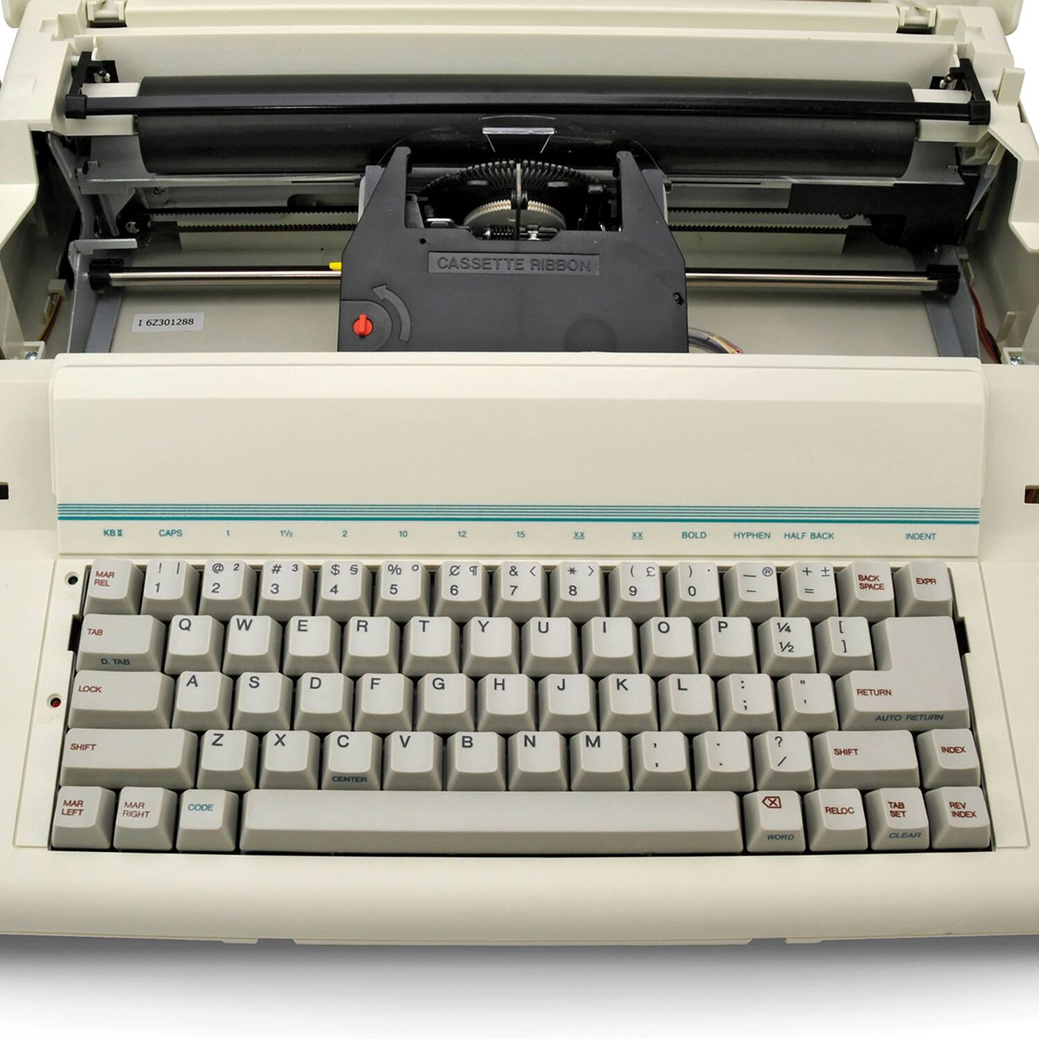 CASSETTE RIBBON  
67301280  
1 CAPS 1 TW 2 - 1 BE BE BOLD HYPHEN HALF BACK PLENT MAR PEEL I 1 I 2 2 # 3 3 S 4 S 96 5  e 6 P & 7 < + C 9 E I o ee + - BACK SPACE E BAR 1 TAB Q W E R T Y U I O P V 12 I 1 LOCK A S D F G H J K L : ; . - DNETU0 AUTO NETUI SHPFT Z x C V N M . . 2 / SHIFT -E LENTER MAN LEFT MSAU RIGHT CODE A PELOC TAB SET HEV NDEX -- DLEAR