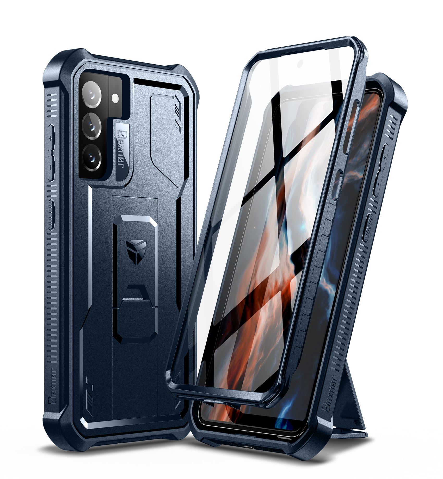 dexnor - Case for Samsung Galaxy S21 FE Heavy Duty Military Grade Protection Shockproof Protective Cover 6.4 inch - Navy Blue
