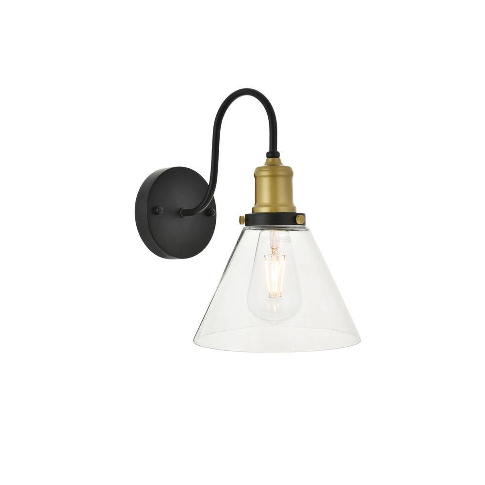 Alt View 10. Living District - Histoire 1 light brass and black Wall Sconce - Brass And Black And Clear.